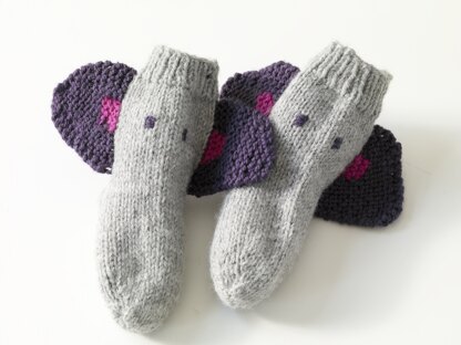 Knit Child's Elephant Socks in Lion Brand Wool-Ease
