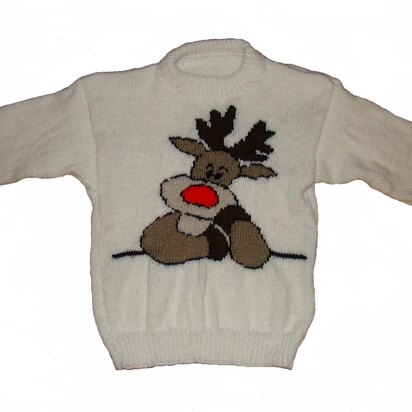 Christmas Rudolph Reindeer Jumper / Sweater Knitting Pattern #3