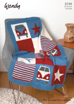Campervan Blanket & Cushion in Wendy Merino DK - 5739