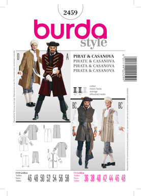 Burda Style Pirate & Casanova Costume Sewing Pattern B2459 - Paper Pattern, Size 36-48