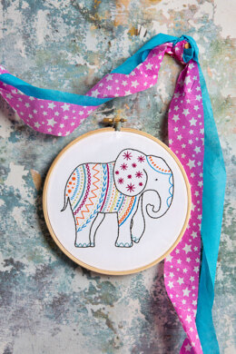 Hawthorn Handmade Elephant Contemporary Embroidery Kit - 13 x 12.5cm