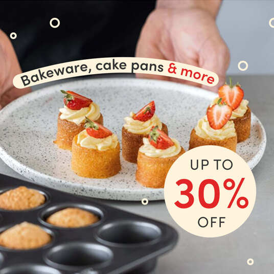 Up to 30 percent off bakeware!