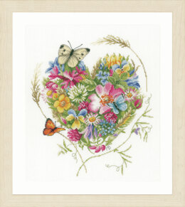 Lanarte A Heart Of Flowers Counted Cross Stitch Kit - 31 x 35 cm