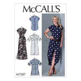 McCall's Misses' Button-Down Top, Tunic, Dresses and Belt M7387 - Sewing Pattern