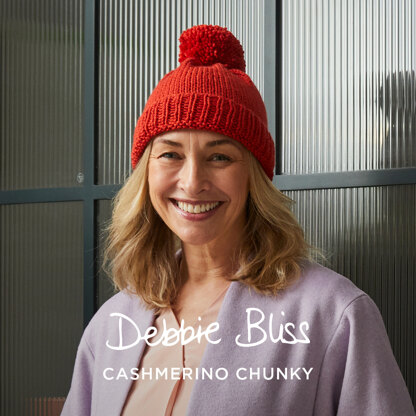 Bobble Hat - Knitting Pattern For Women in Debbie Bliss Cashmerino Chunky by Debbie Bliss