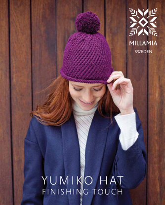 "Yumiko Hat" - Hat Knitting Pattern in MillaMia Naturally Soft Aran