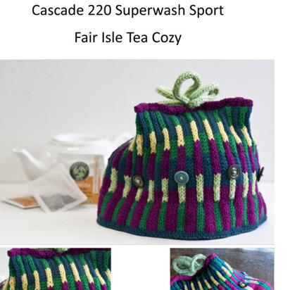 Fair Isle Tea Cozy in Cascade 220 Superwash Sport - DK200