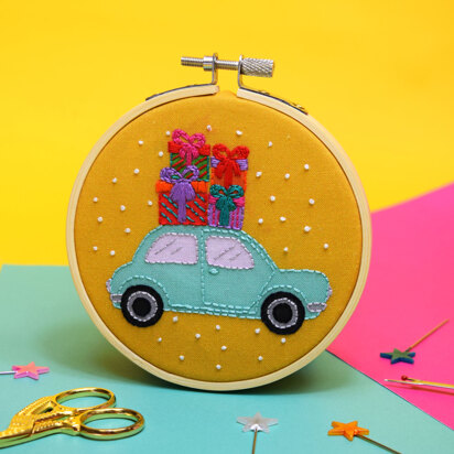 The Make Arcade Holiday Car Printed Embroidery Kit