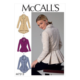 McCall's Misses' Notch-Collar, Peplum Jackets M7513 - Sewing Pattern