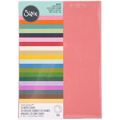 Sizzix Surfacez Cardstock 8 1/4" x 11 3/4" 20 Muted Colors 80Sh