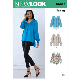 New Look N6637 Misses' Loose Fitting Blouses 6637 - Paper Pattern, Size 10-12-14-16-18-20-22