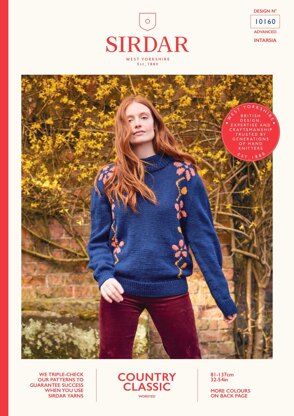Floral Jumper in Sirdar Country Classic Worsted - 10160 - Downloadable PDF