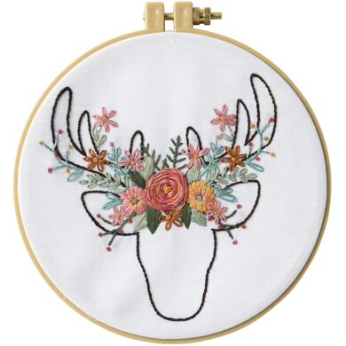 Bucilla Floral Deer Stamped Embroidery Kit - 6in
