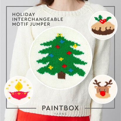 " Holiday Interchangeable Motif Jumper " - Free Jumper Knitting Pattern For Women in Paintbox Yarns Simply Chunky by Paintbox Yarns
