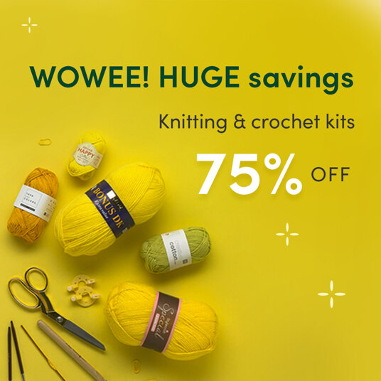 Upcompromising 75 percent off knitting & crochet kits!