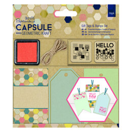 Papermania Gift Tags & Stamps Set (16pcs) - Capsule - Geometric Kraft