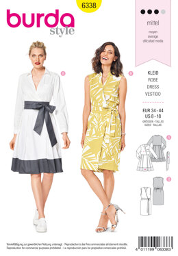 Burda Style Misses' Wrap Dress B6338 - Paper Pattern, Size 8-18