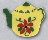 Mill Hill Button 86331 - Yellow Floral Teapot