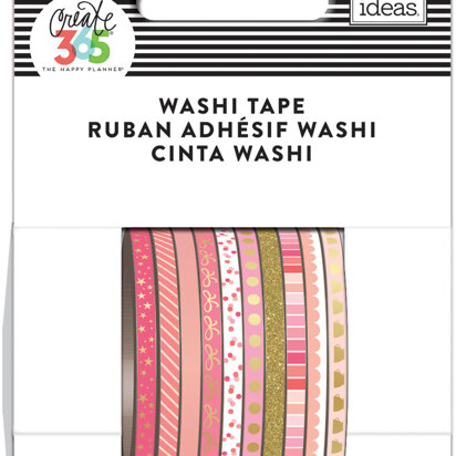 The Happy Planner Mini Washi Tape 3mmx6.56yd Each 10/Pkg - Pink Hues