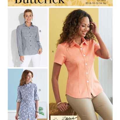 Butterick Misses' Button-Down Shorts With Collar, Sleeve & Hem Variations B6852 - Sewing Pattern