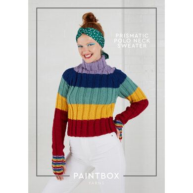 "Prismatic Polo Neck Jumper" : Jumper Knitting Pattern for Women in Paintbox Yarns Aran Yarn