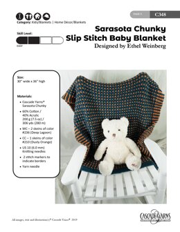 Slip Stitch Baby Blanket in Cascade Yarns Sarasota Chunky - C354 - Downloadable PDF
