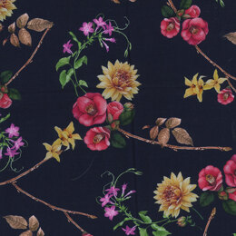 Oddies Textiles Digital Printed Cotton Lawn - Navy Floral 2