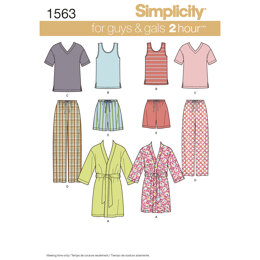 Simplicity Women's Men's and Teens' Sleepwear 1563 - Paper Pattern, Size A (XS-S-M-L-XL)
