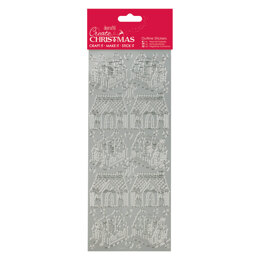 Papermania Outline Stickers - Gingerbread Houses - Silver