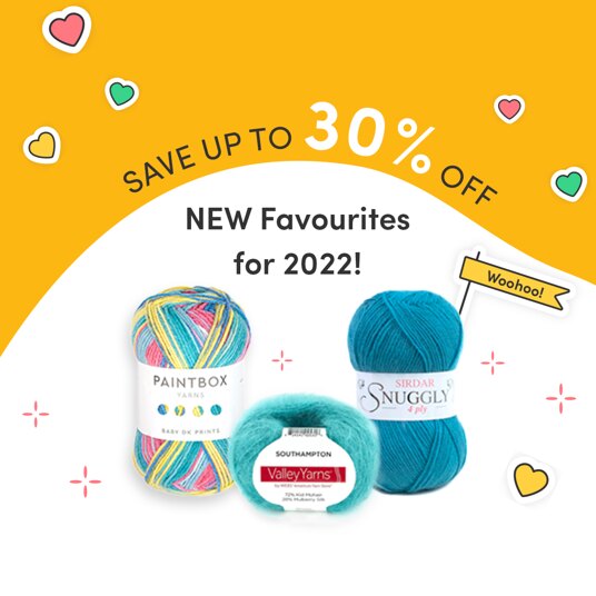Up to 30 percent off the new 2022 knitting & crochet favourites!