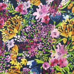 Lady McElroy Viscose Challis Lawn  - Field of flowers Navy