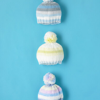 Teenie Beanie Hat - Free Knitting Pattern For Babies in Paintbox Yarns Baby DK Prints by Paintbox Yarns