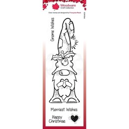 Woodware Clear Singles Gnome Wishes Stamp 8in x 2.6in