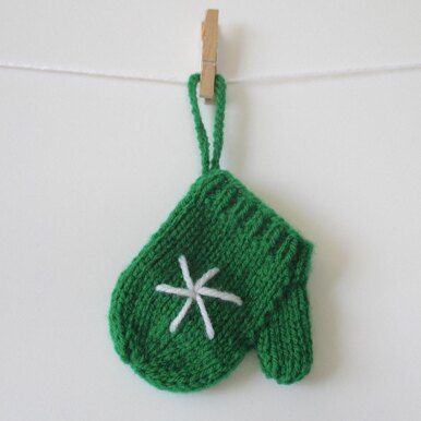 Free Knitting pattern for Tiny Mittens Christmas Tree Ornament
