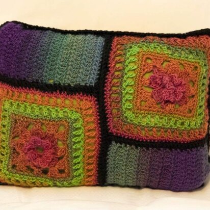 Stained Glass Floral Granny Square Pillow in Plymouth Yarn Gina - F700