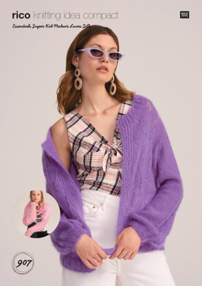 Cardigan and Scarf in Rico Essentials Super Kid Mohair Loves Silk - 907 - Downloadable PDF