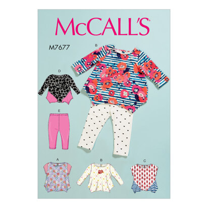 McCall's Infants Contrast Tops and Leggings M7677 - Sewing Pattern
