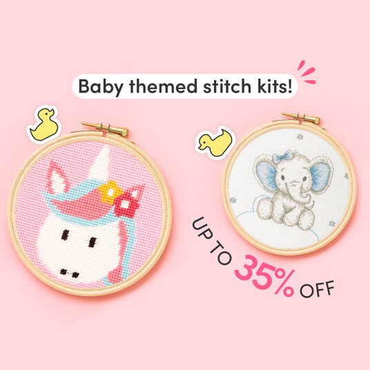 Up to 35 percent off embroidery & cross stitch for baby shower!