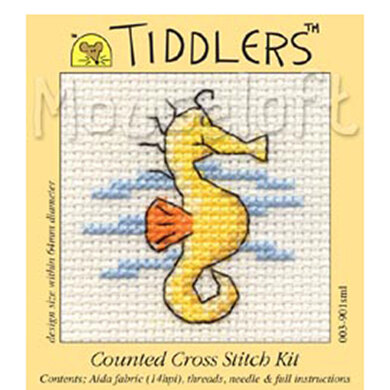 Mouseloft Yellow Seahorse Tiddlers Kit Cross Stitch Kit - 75 x 80 x 10