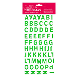 Papermania Christmas Alphabet Thicker Stickers - Green Glitter