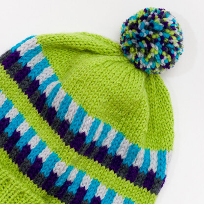 Block Patterned Hat - Free Knitting Pattern in Paintbox Yarns Wool Worsted - Downloadable PDF