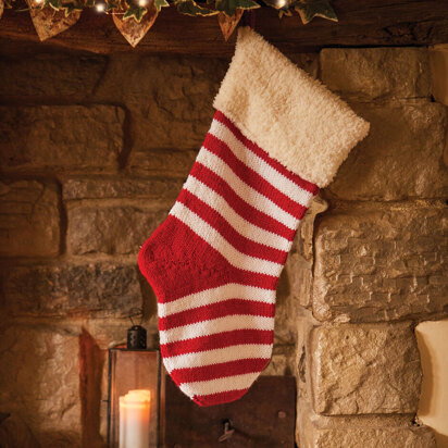 Striped Christmas Stocking in Sirdar Country Classic DK - 10653 - Downloadable PDF