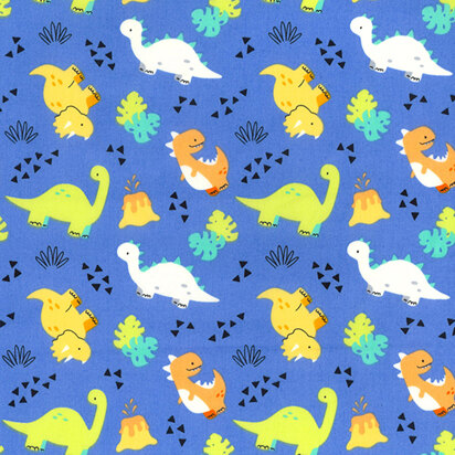 Oddies Textiles Cotton Poplin Printed – Dinosaurs Blue