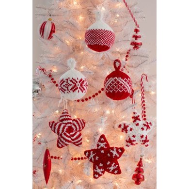 Holiday Stars and Balls Ornaments in Red Heart Soft Solids - LW4401