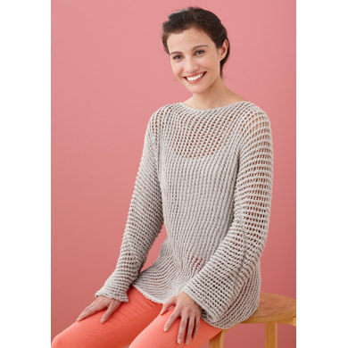 Diagonal Mesh Pullover in Lion Brand Cotton-Ease - L10330