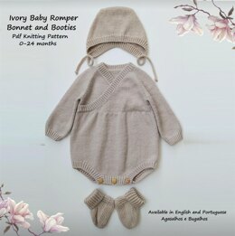 Ivory Baby Romper, Bonnet and Booties Set | 0-24 months
