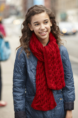 Two Sided Cable Scarf in Lion Brand Vanna's Choice - L30129