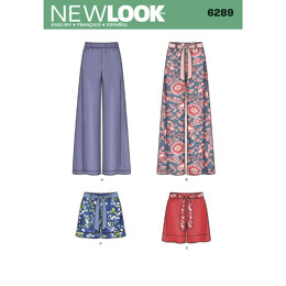 New Look Misses' Pull-on Pants or Shorts and Tie Belt 6289 - Paper Pattern, Size A (8-10-12-14-16-18)