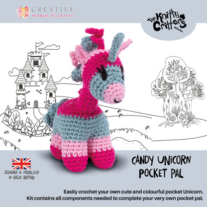 Creative World of Crafts Knitty Critter Pocket Pal - Candy Unicorn