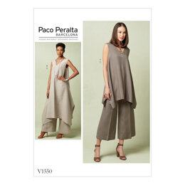 Vogue Misses' Pullover Tunic with Uneven Hem and Wide-Leg Pants V1550 - Sewing Pattern